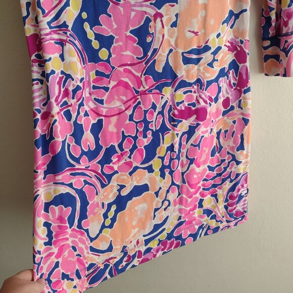 Lilly Pulitzer Sofie Dress M Catch and Release Floral Print Stretch UPF 50 - Picture 8 of 10